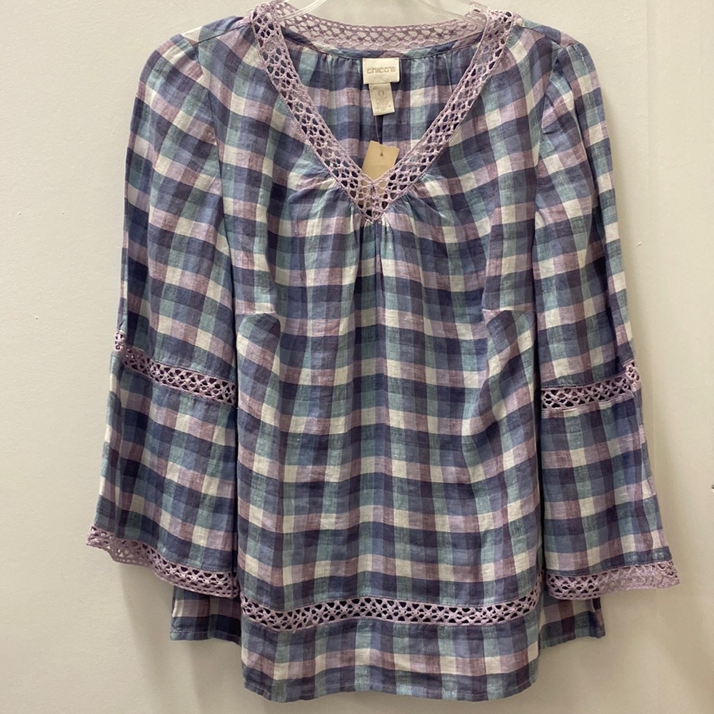 Chico’s Pastel Gingham Blouse